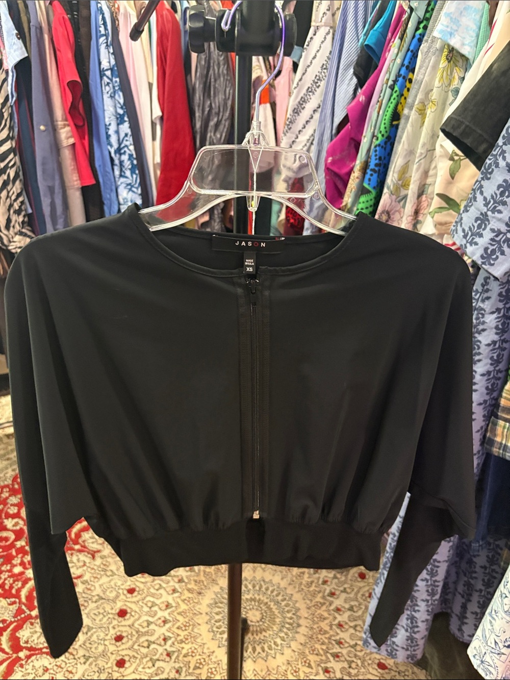 Jason Black Cropped Zip-Front Jacket - Women's